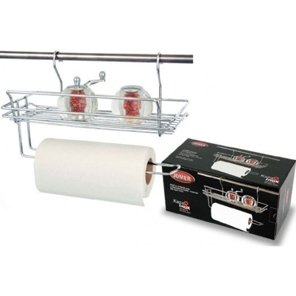 Porta Utensílios C/ Porta Papel Toalha Inox Jomer Cód. 3030