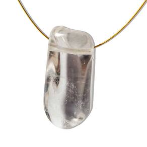 Pedra Rolada Cristal Longa Quartzo Furo Vazado Horizontal