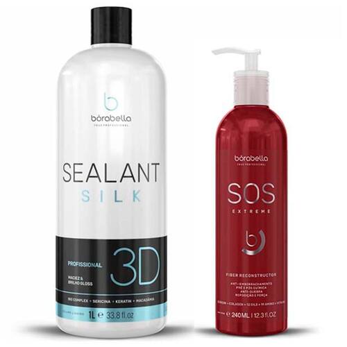 imagem-Kit Selagem Sealant Silk 3D 1L e SOS Extreme 240ml Borabella