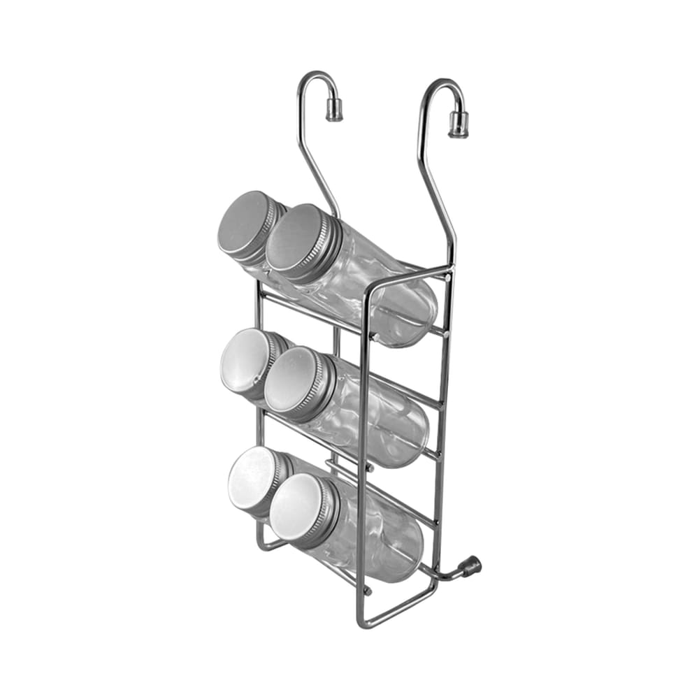 Porta Temperos C/ 6 Potes Em Vidro Inox Jomer - Cód. 3031