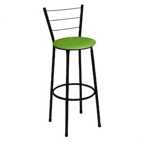 Banqueta Média Preta com Encosto para Cozinha Assento Verde