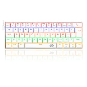 Teclado Gamer Mecanico Lakshmi Rainbow Branco Switch Azul Abnt2