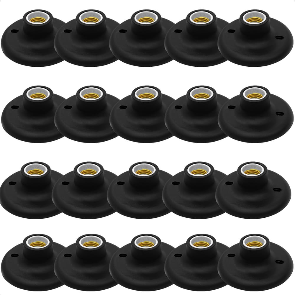Kit 20 Plafons Taschibra Porcelana Redondo E27 Bivolt Preto