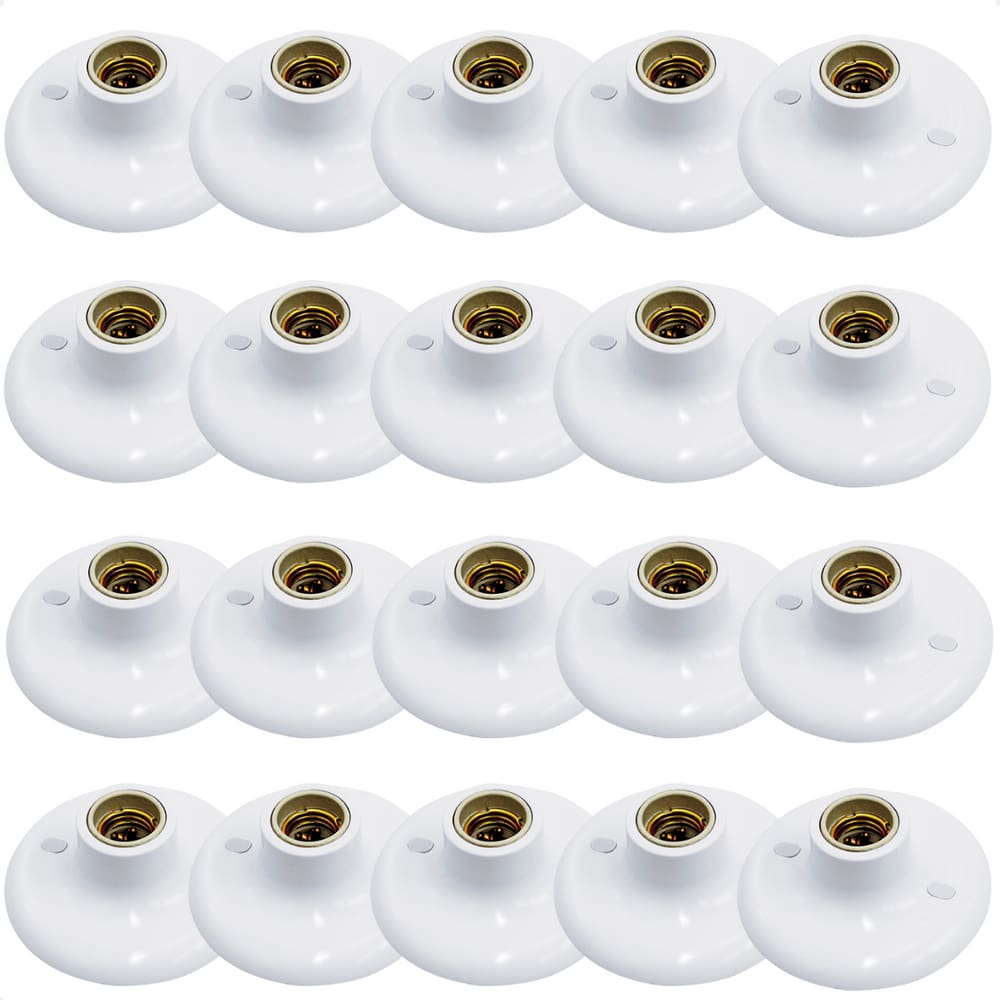 Kit 20 Plafons Taschibra Porcelana Redondo E27 Bivolt Branco