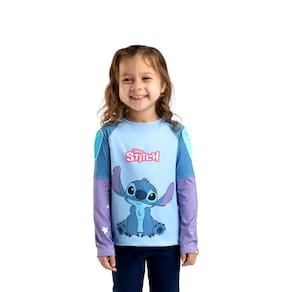 Camiseta Térmica UV 50+ Esportiva Infantil Gola Redonda Stitch Nathor