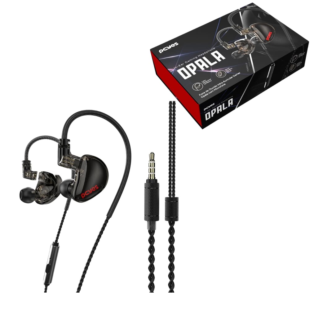 Fone De Ouvido Intra Auricular Gamer Pcyes Opala Driver 1DD 10MM - Cabo 1,6M C/microfone FPO1DD