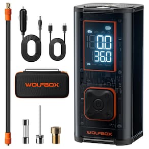 Compressor de ar WOLFBOX 12000mAh 150PSI 58LPM para pneus de carro