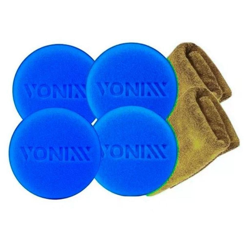 4 Aplicador Espuma Automotivo Vonixx + Kit Pano Microfibra