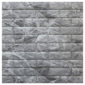 Papel De Parede Painel 3d Tijolo Cinza Auto Adesivo 77x70cm Revestimento Espuma Autocolante