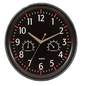Relogio Parede Termometro Higrometro Medidor Temperatura Decorativo Escritorio Vintage Preto Luxo