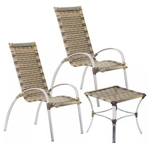 2 Cadeira Em Alumínio Garden e Mesa Garden Para Area Piscina Varanda Trama