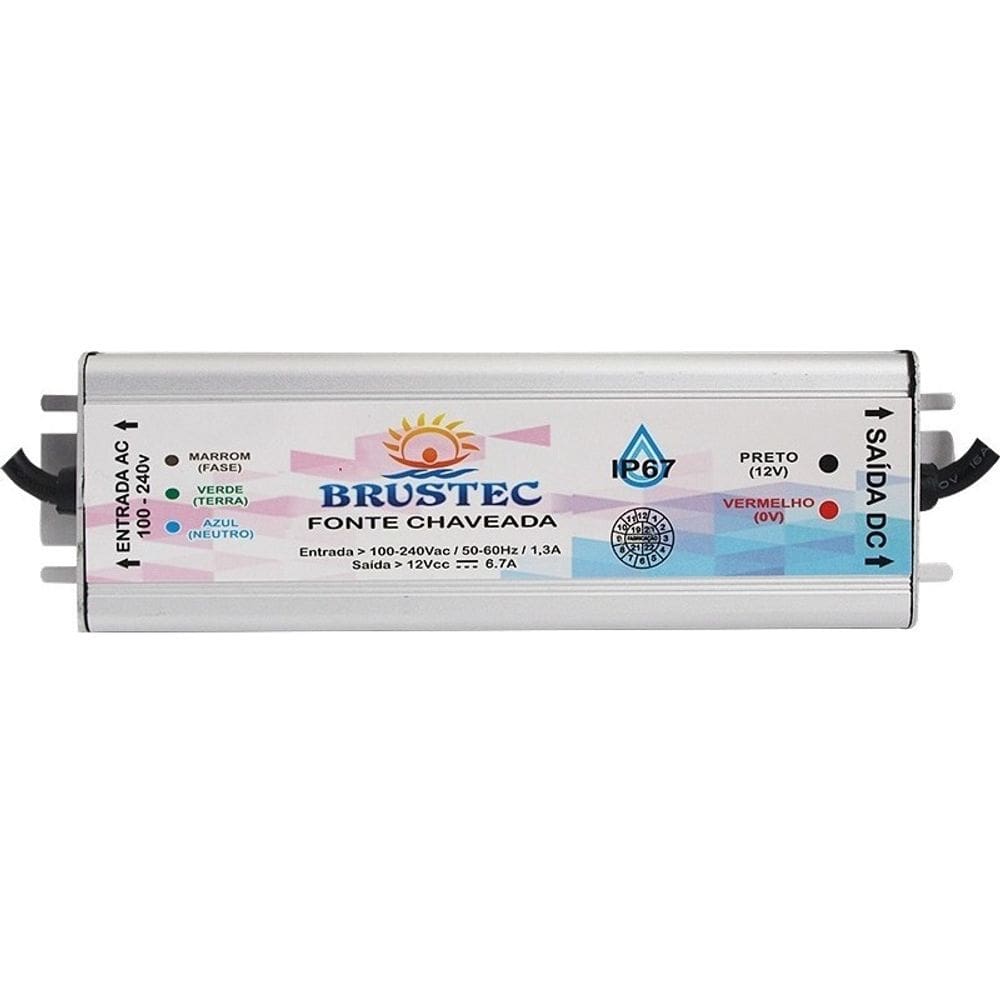 Fonte 06A/12V Chaveada 72W Blindada Brustec
