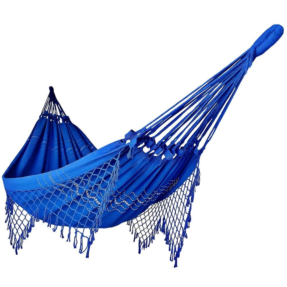 Rede de Dormir Casal Balanço de Algodão Reforçada 3,80m x 1,50m Azul Royal