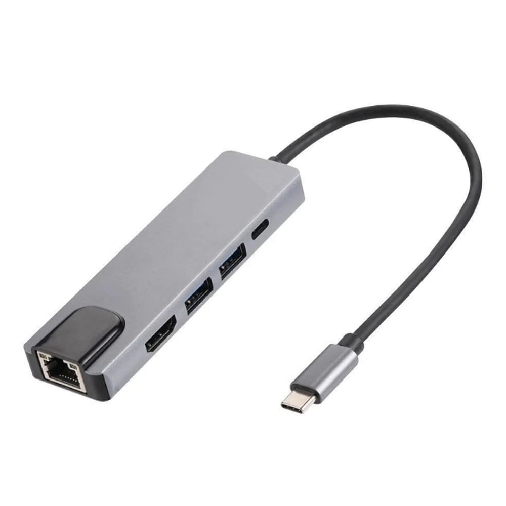 Hub USB-C MD9 5 Portas RJ45 100MBPS 1 HDMI 1 Lan 2 USB 3.0 1 USB-C Fêmea - 9621