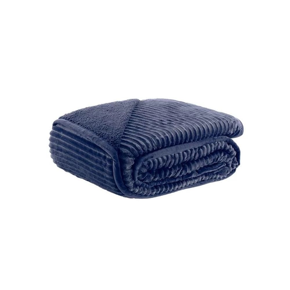 Cobertor Blanket Lugano Sherpa King 260x240cm - Kacyumara - Azul Marinho