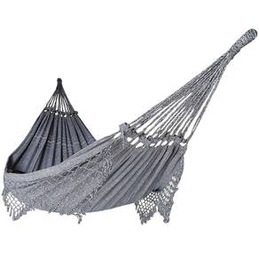 Rede de Dormir Casal Balanço de Algodão Reforçada 3,80m x 1,50m Cinza Mesclado