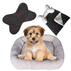 Kit Cama Pet Bigata M Luxo Com Comedouro Osso E Mantinha Avelã