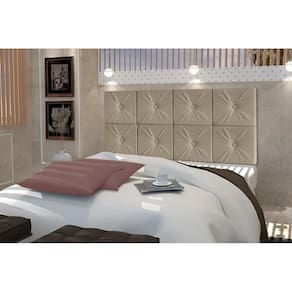 Painel De Cama Box Botão Queen 1,60 Elegance Cor Bege/Areia