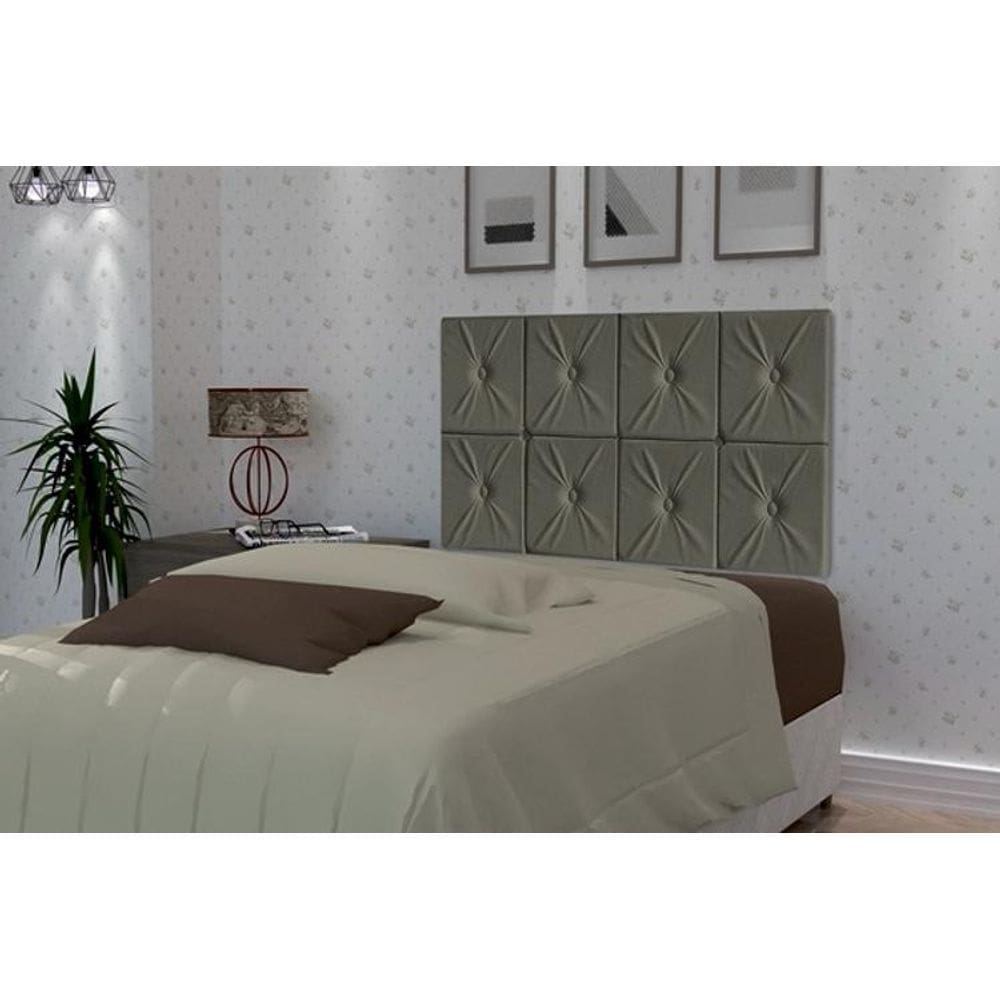 Painel De Cama Box Botão Solteiro 0,90 Elegance Cor Cinza