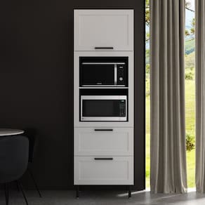Torre Quente 70cm para Forno e Micro-ondas com 1 Porta Basculante e 2 Gavetas Branco