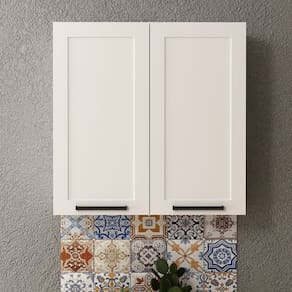 Armário Aéreo 80cm em Mdf com 2 Portas Almofada Branco