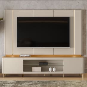 Rack para Tv até 75 Polegadas com Painel Santorini TAUARI/OFF WHITE FOSCO