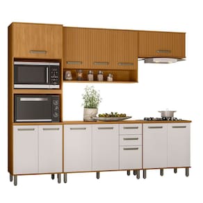 Cozinha Modulada Criare 5 Peças com Torre Quente 12 portas com Tampo Poliman Móveis