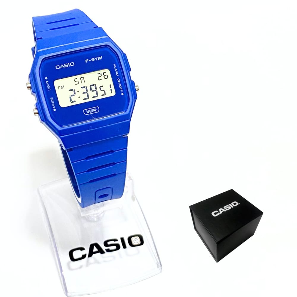 Relógio Casio Unissex Digital Clássico Azul F-91WB-2A1DF