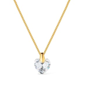 Colar Dourado De Coração Em Cristal