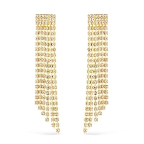 Brinco Dourado De Luxo Com 123 Pedras De Strass