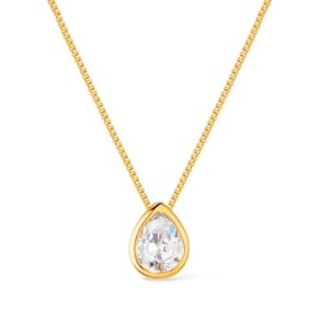 Colar Dourado De Gota Em Zircônia
