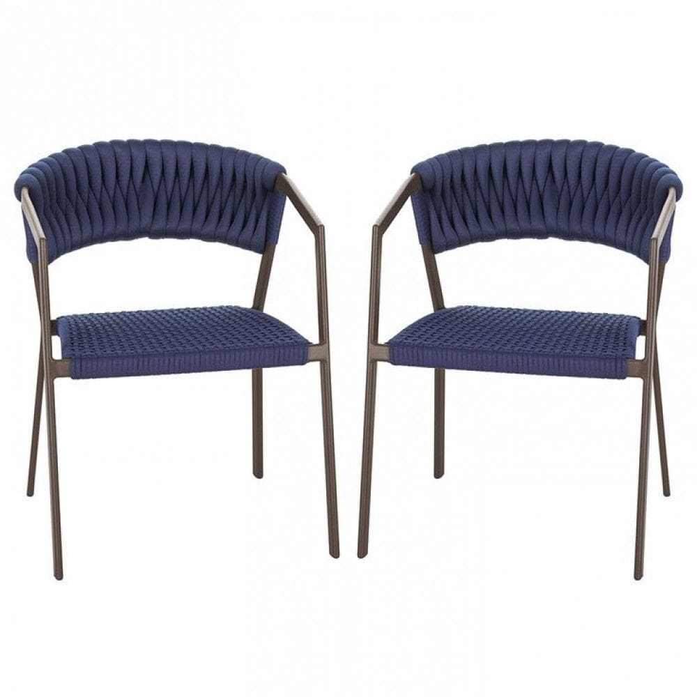 2 Cadeiras Atenas Tricô Náutico e Alumínio Edícula e Cozinha Trama