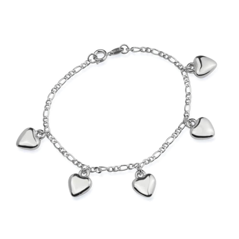Pulseira Prateada Com Pingentes De Coração