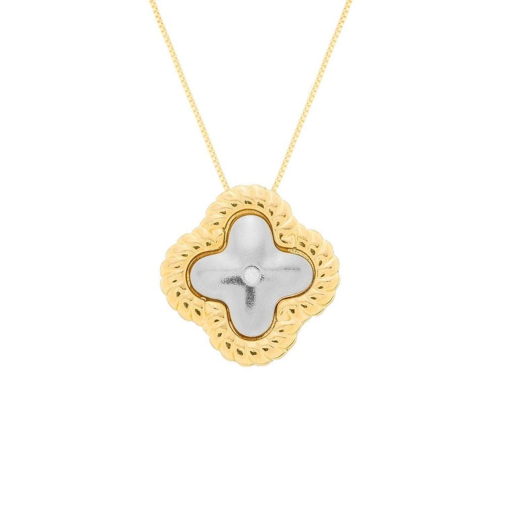 Colar Dourado E Prateado De Flor