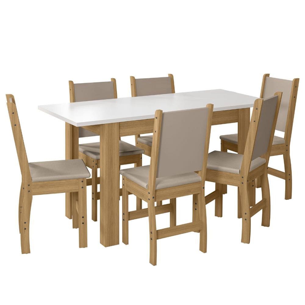 Mesa de Jantar Bellagio 6 Lugares com Cadeira Clara