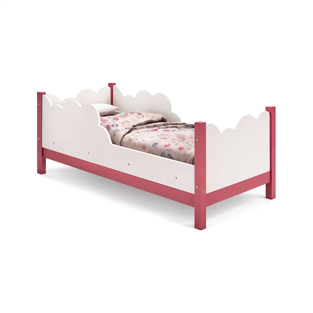 Cama Infantil Juvenil Nuvem Branco Rosa