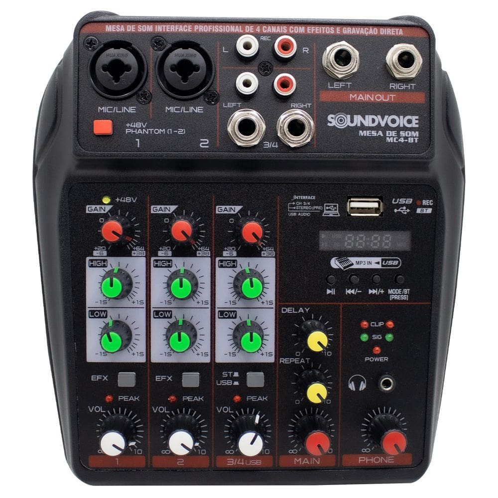 Mesa De Som Compacta Soundvoice Mc4 Com Função Bluetooth