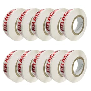 Kit Com 10 Rolos Fita Adesiva Durex Cuidado Frágil 300M