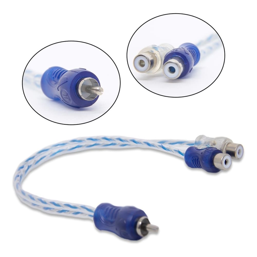 Pw-B-0743 Cabo Rca Y Injetado Azul Prata Transparente 4Mm 1 Macho 2 Femeas Svart