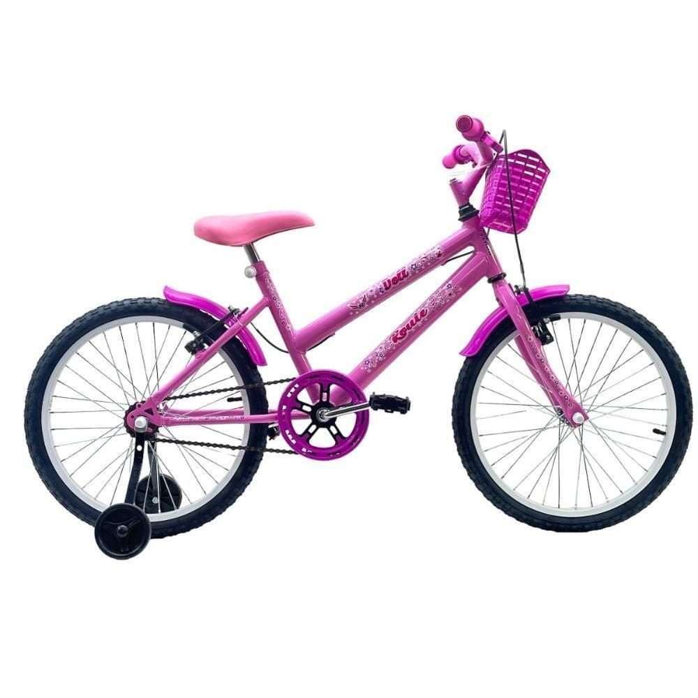 Bicicleta Aro 20 Feminina Infantil Cesta Rodinha Lateral