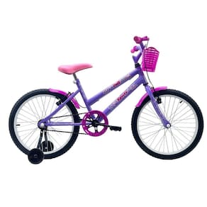 Bicicleta Aro 20 Feminina Infantil Cesta Rodinha Lateral