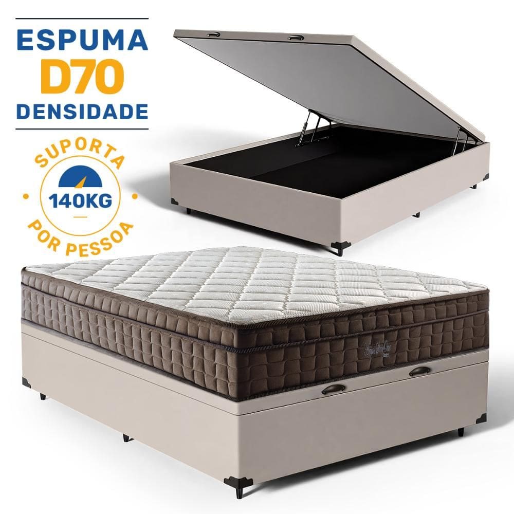 Cama Box Baú com Colchão de Espuma D70 Pillow In Ultra Dream Anjos Casal 138cm