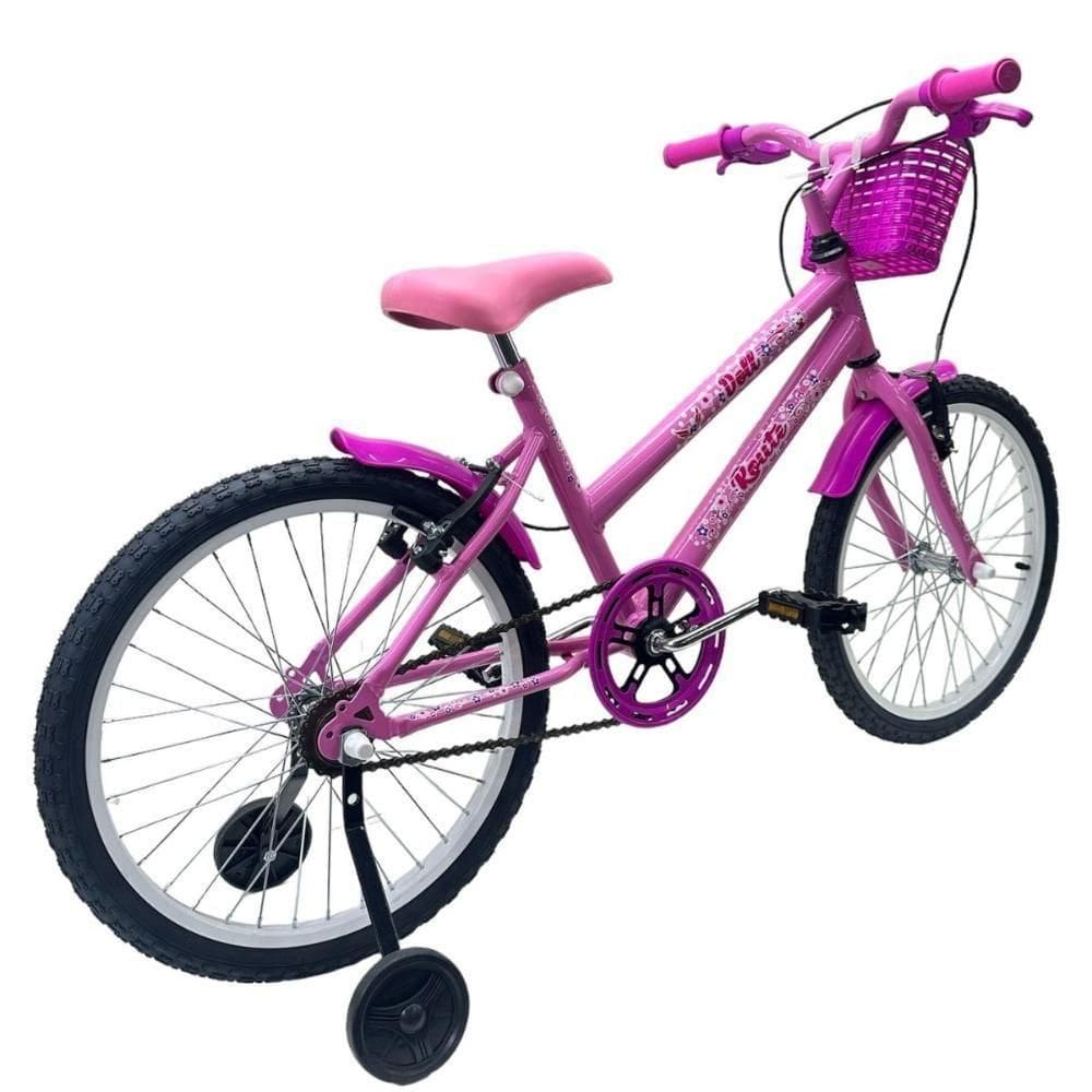 Bicicleta Aro 20 Feminina Infantil Cesta Rodinha Lateral