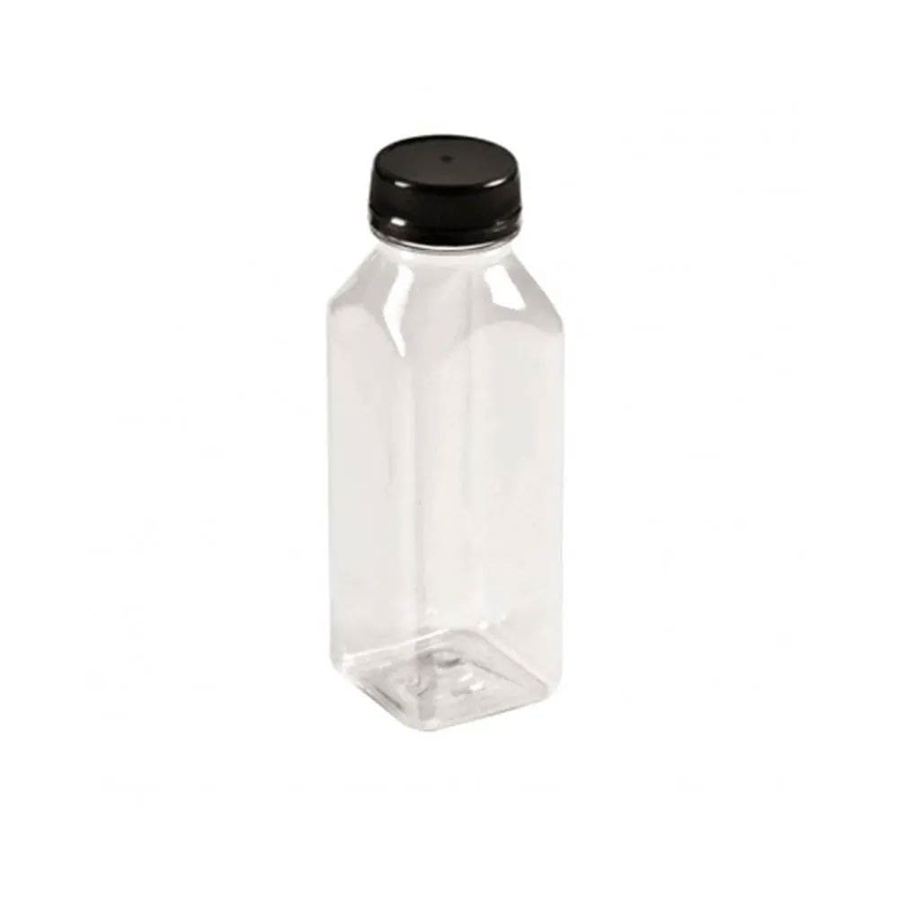 Garrafa Plástica PET Transparente 300ml Quadrada c/10 - Maluger