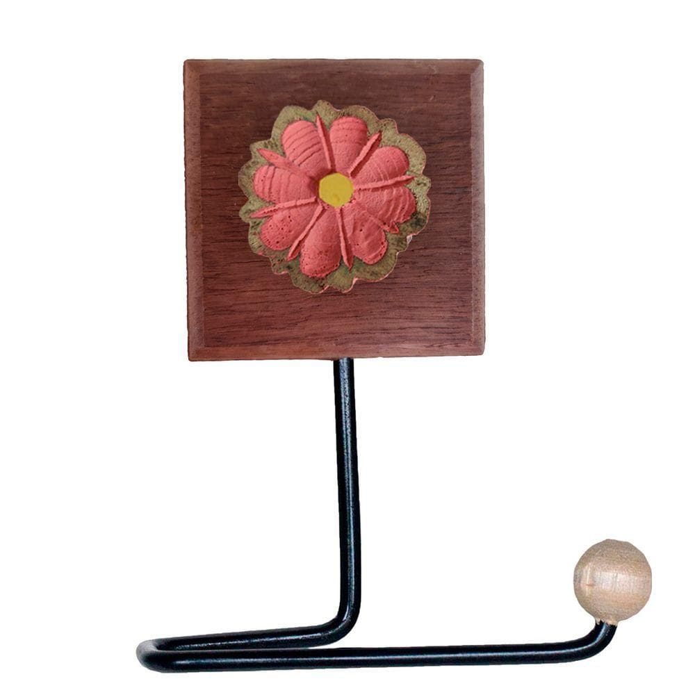 Porta Papel Higiênico Madeira Flor Cor Terracota