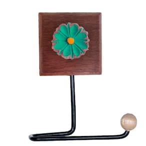 Porta Papel Higiênico Madeira Flor Cor Verde