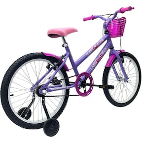 Bicicleta Aro 20 Feminina Infantil Cesta Rodinha Lateral