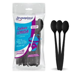 Colher Longa Branca c/50 - Strawplast