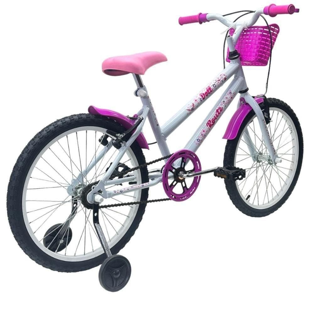 Bicicleta Aro 20 Feminina Infantil Cesta Rodinha Lateral
