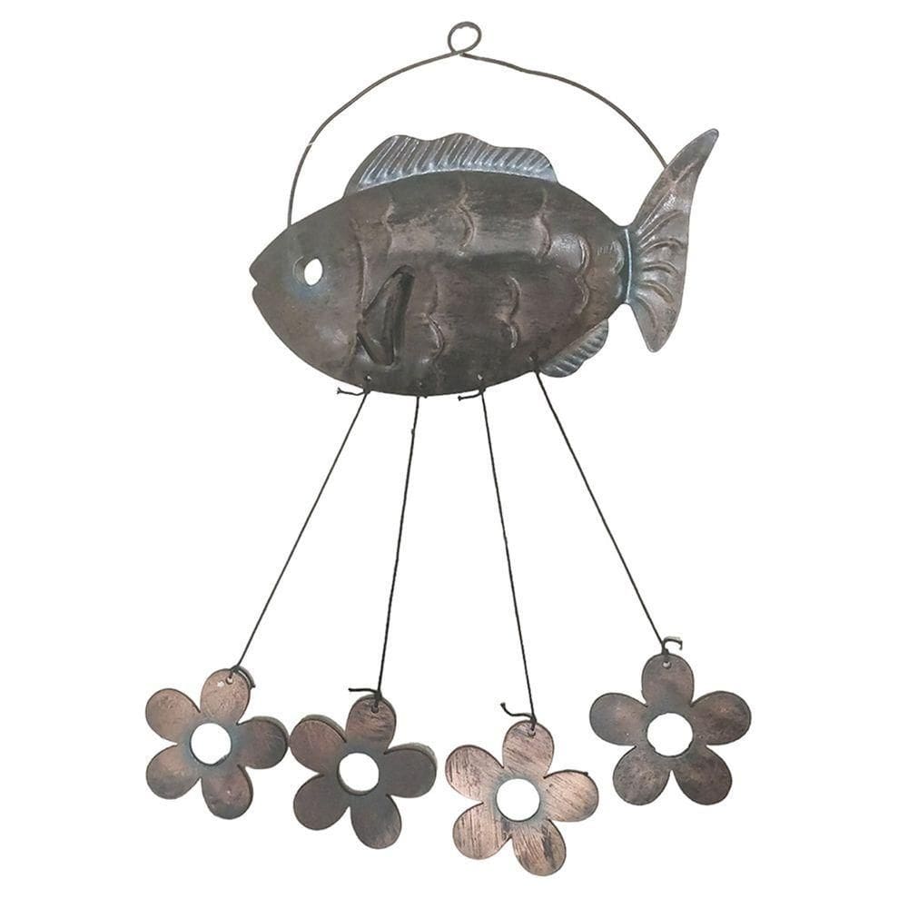 Sino Dos Ventos Peixe Flores Jardim Decoraçao Janela Varanda Quintal Enfeite Ambiente